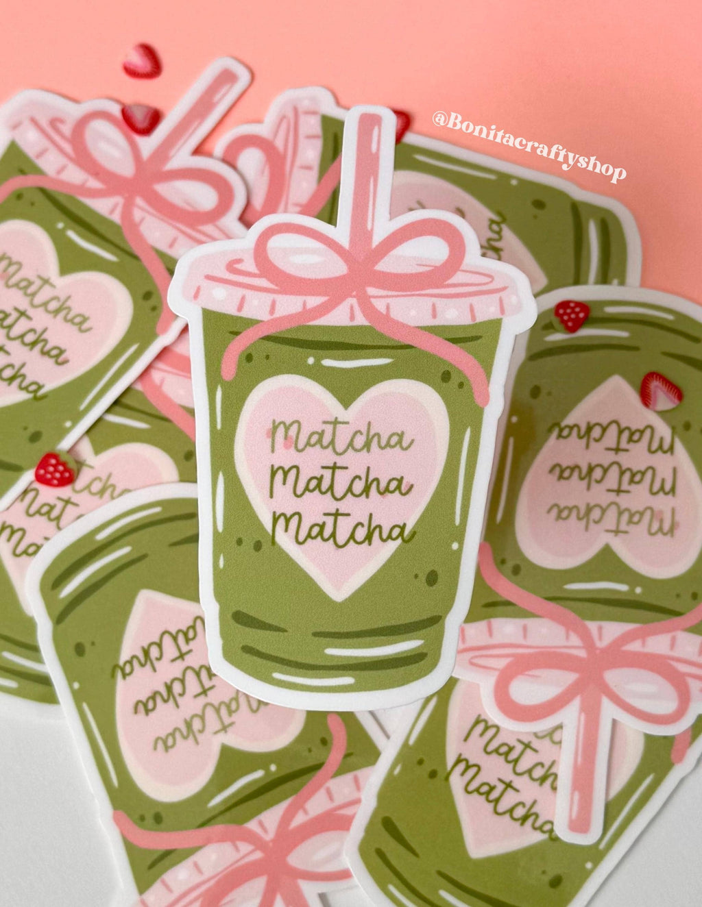 Matcha Lovers Glossy Vinyl Stickers For Laptop & Bottles
