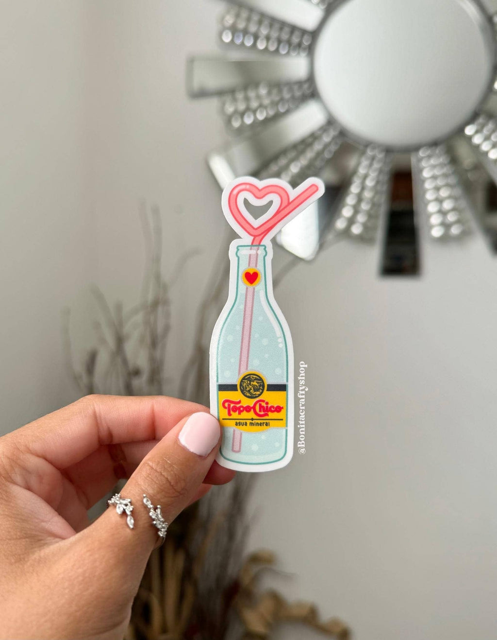 Mexican Soda Heart Straw Waterproof Holographic Sticker