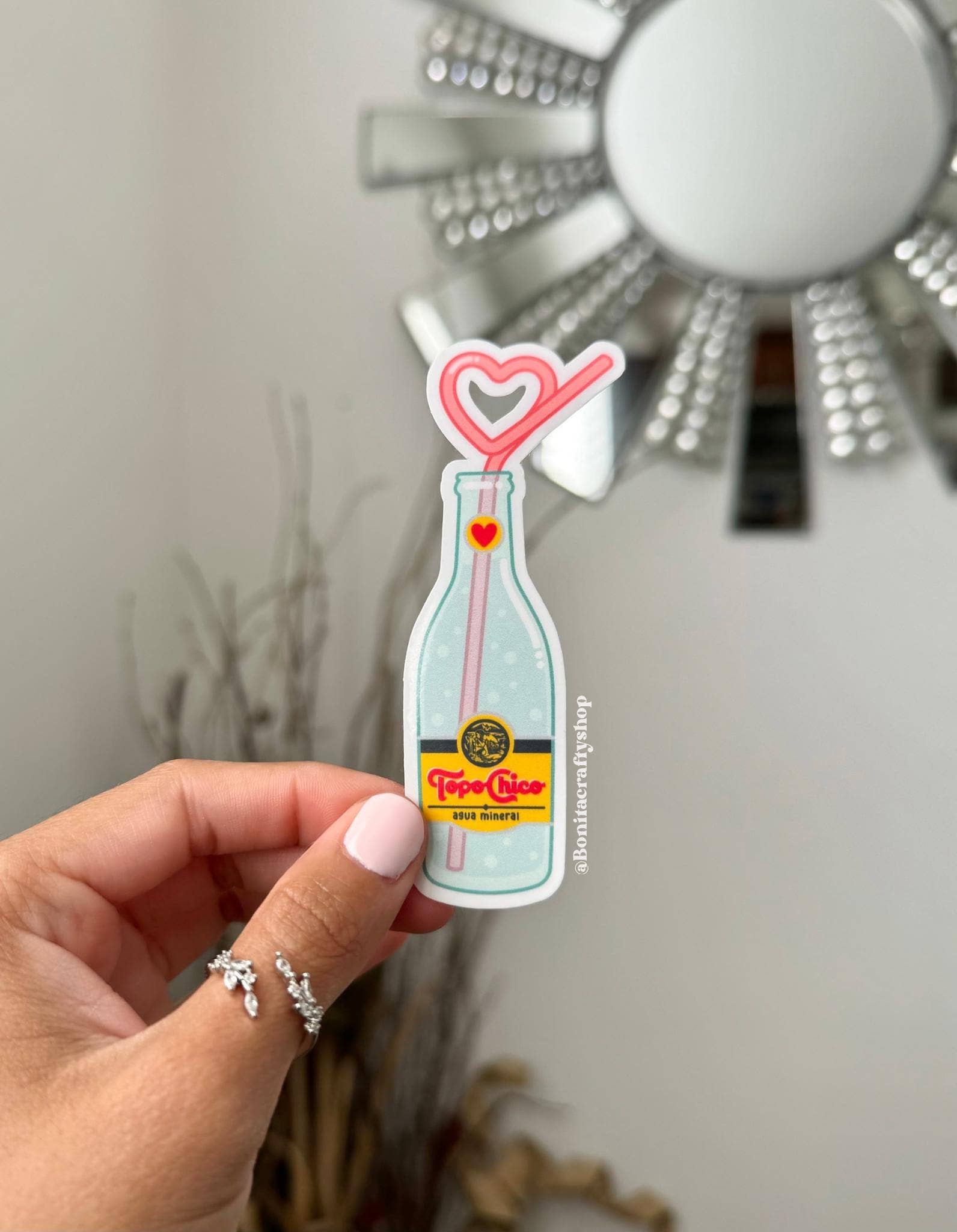 Mexican Soda Heart Straw Waterproof Holographic Sticker
