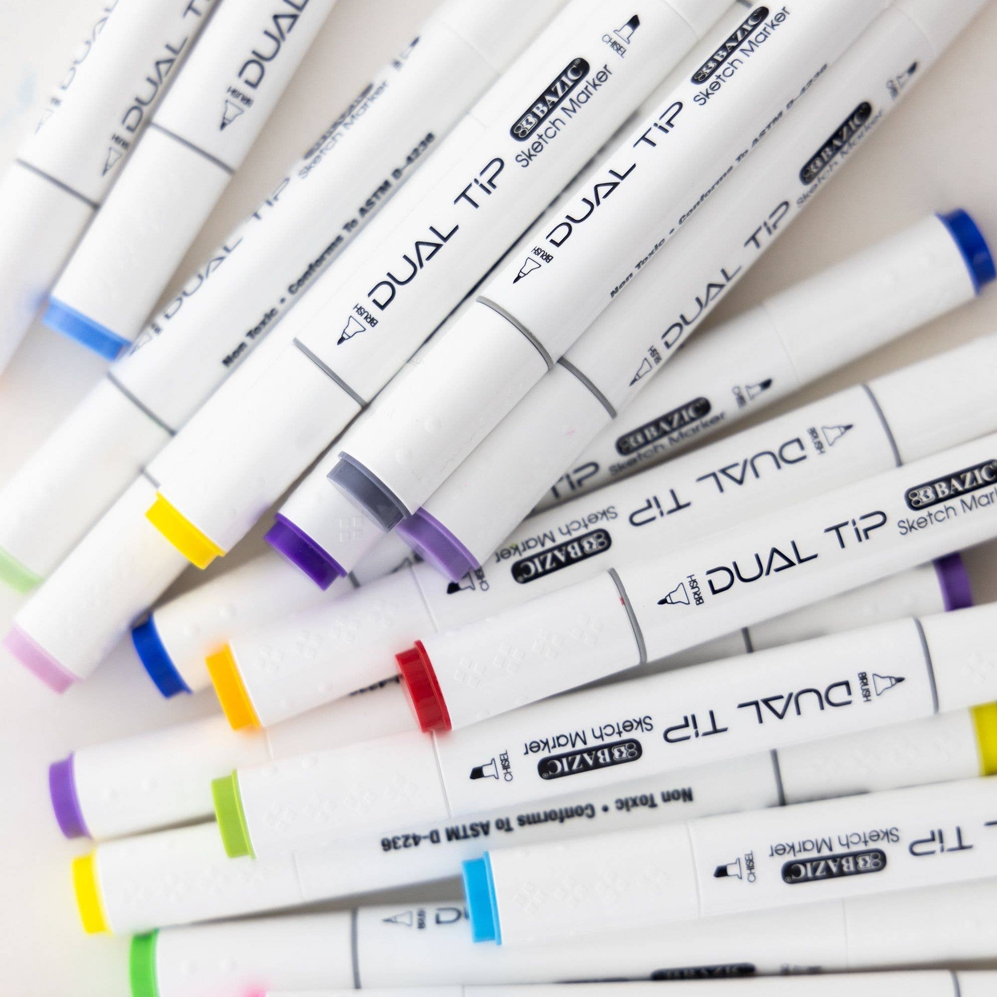 Dual Tip Sketch Markers, Fluorescent, Brush & Chisel