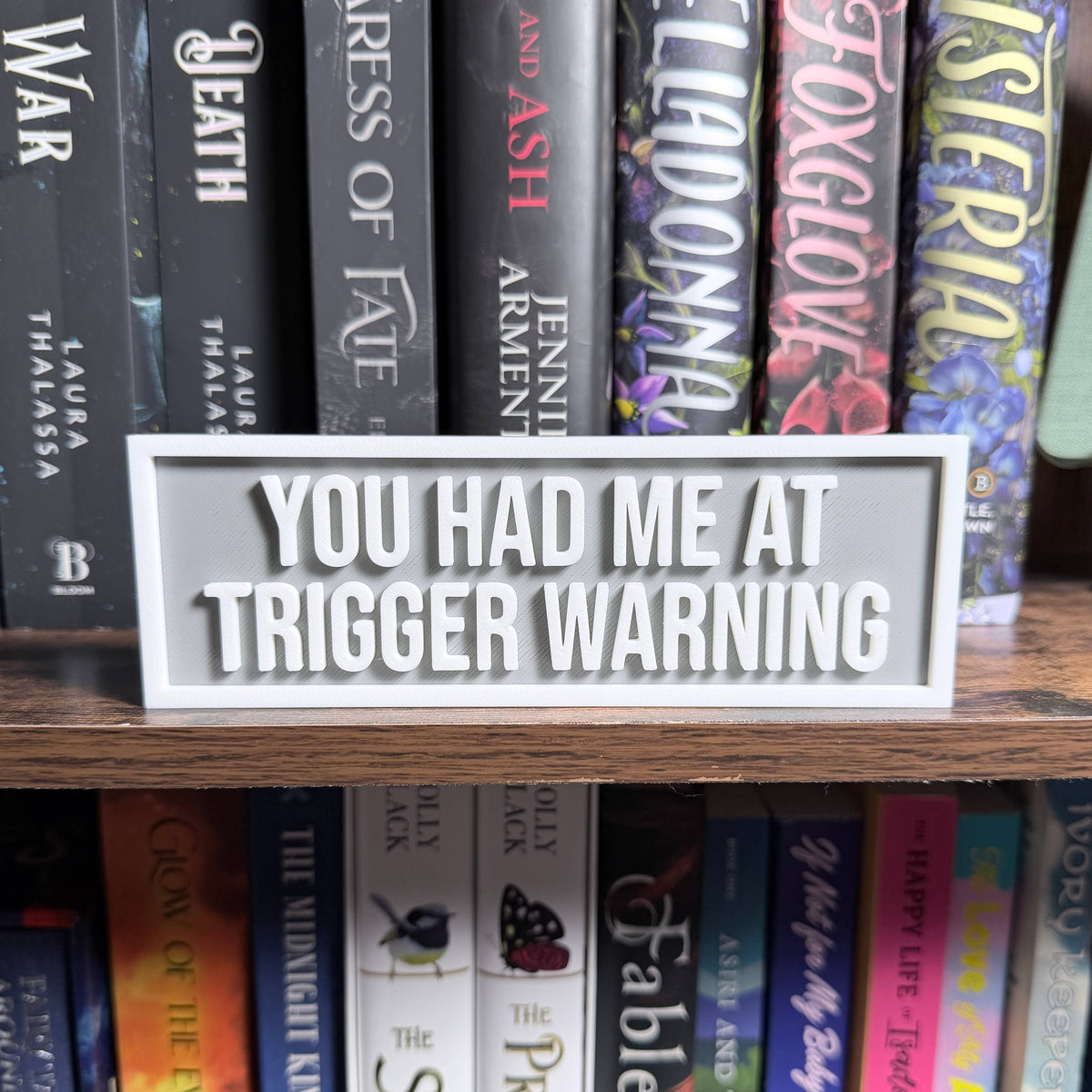 You Had Me at Trigger Warning Sign | Bookshelf Decor