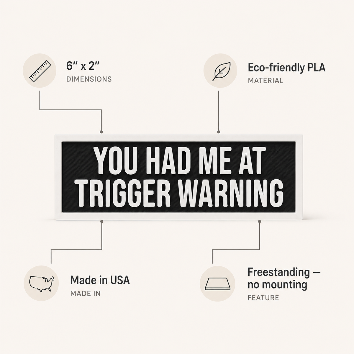 You Had Me at Trigger Warning Sign | Bookshelf Decor