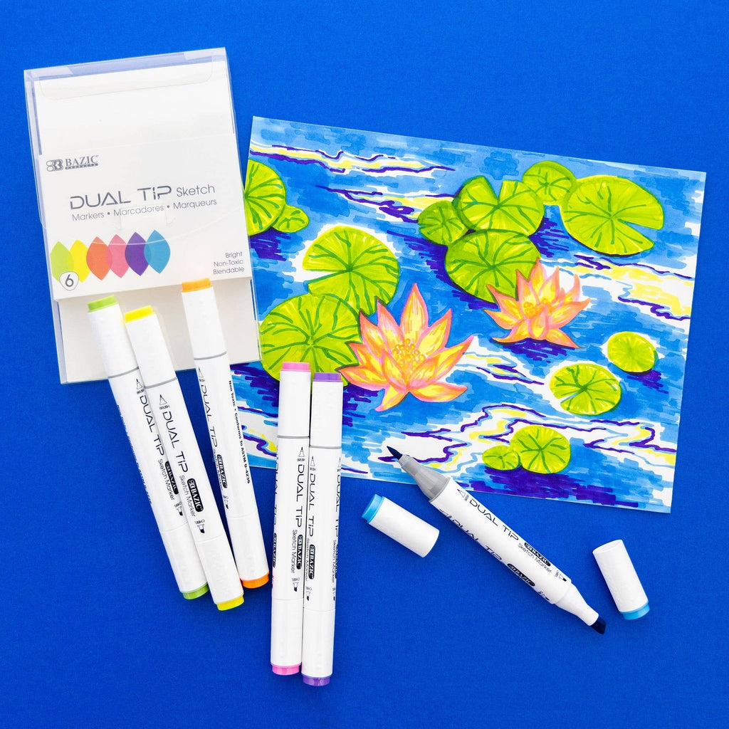 Dual Tip Sketch Markers, Fluorescent, Brush & Chisel